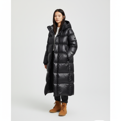 Lange warme winterjas voor dames