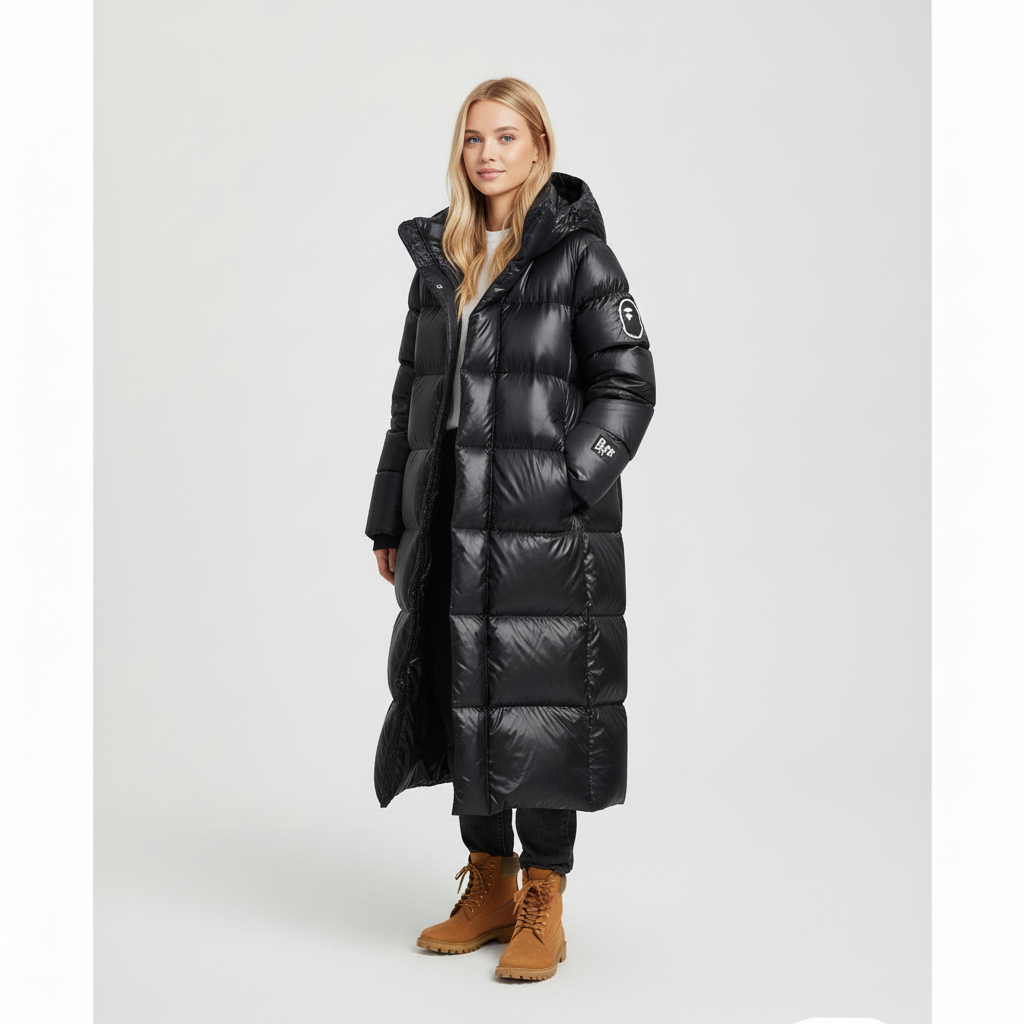 Lange warme winterjas voor dames