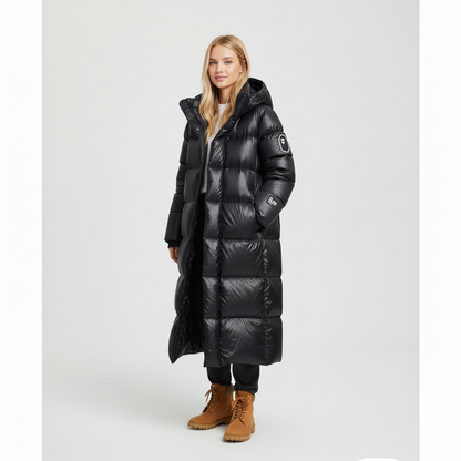 Lange warme winterjas voor dames