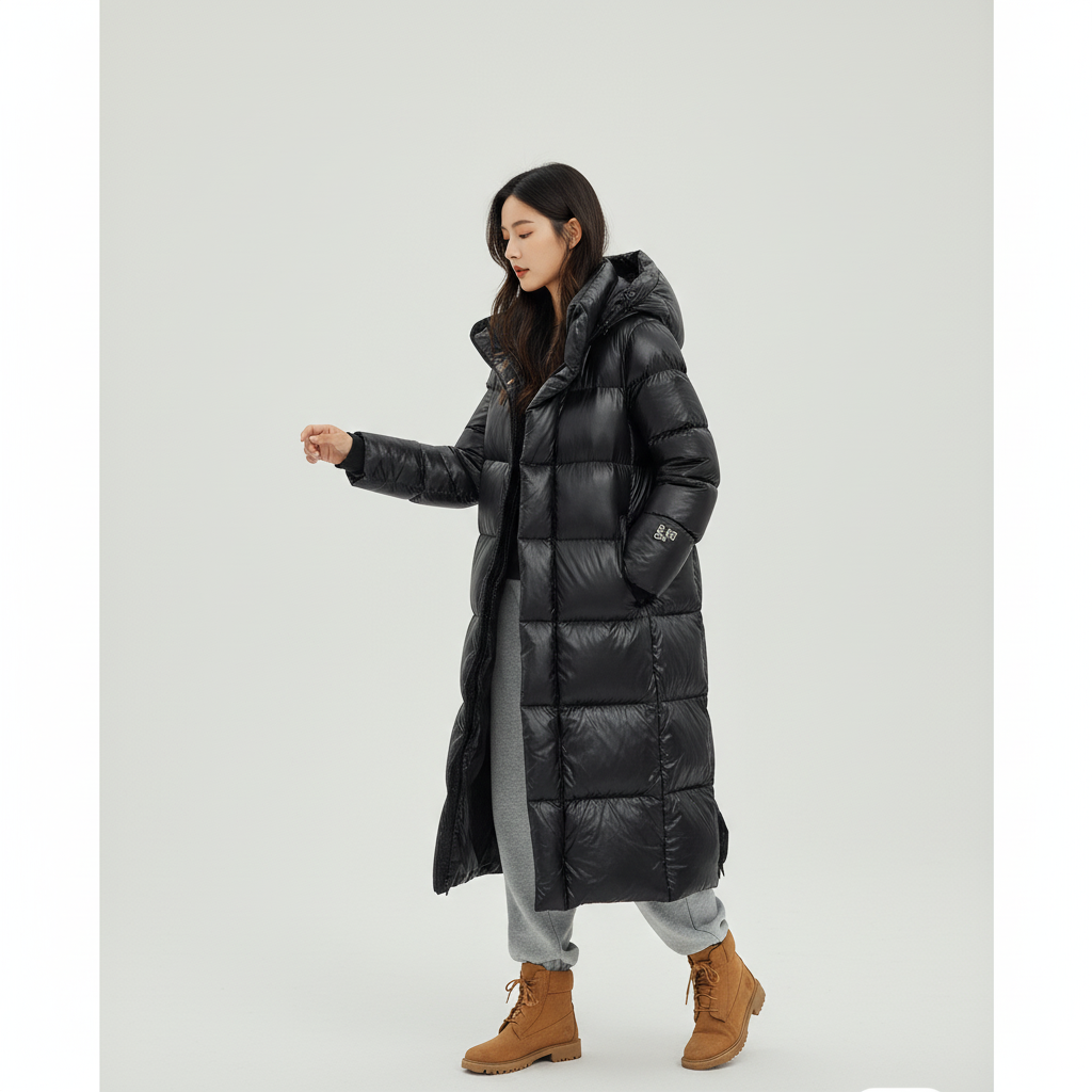 Lange warme winterjas voor dames