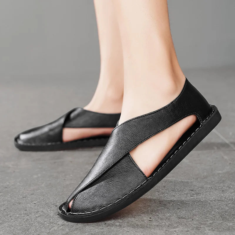 Leren Crossover Sandalen voor Casual en Elegante Zomerlook
