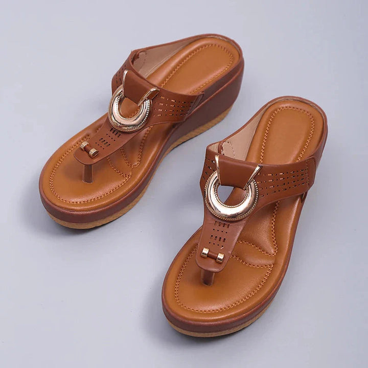 Leren Zomer Sandalen met Gemiddelde Hakhoogte van 3 tot 5 cm