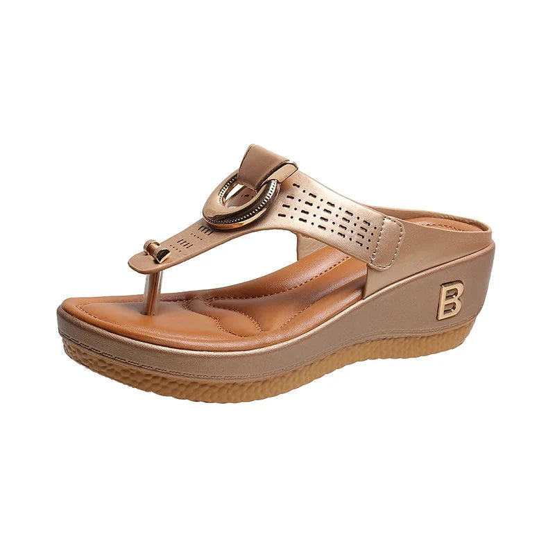 Leren Zomer Sandalen met Gemiddelde Hakhoogte van 3 tot 5 cm