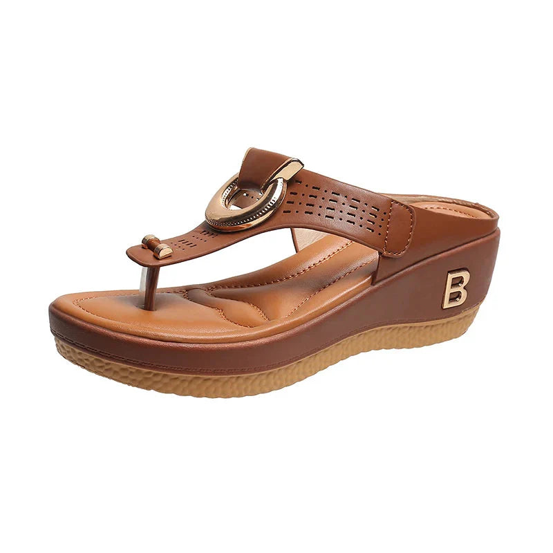 Leren Zomer Sandalen met Gemiddelde Hakhoogte van 3 tot 5 cm