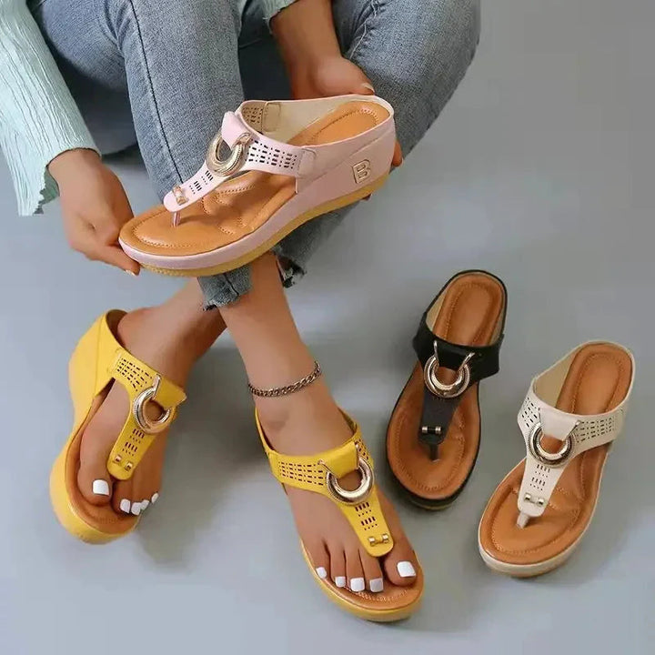 Leren Zomer Sandalen met Gemiddelde Hakhoogte van 3 tot 5 cm