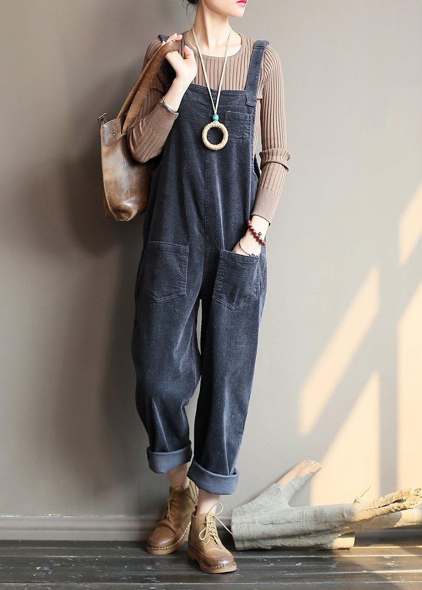 Losse grijze corduroy broek Denim Jumpsuit