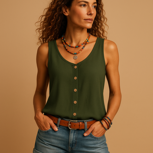 Luchtige Mouwloze Top met V Hals voor Dames Zomerse Look