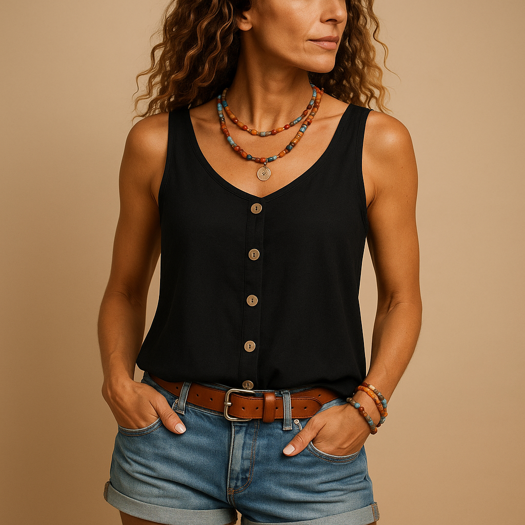 Luchtige Mouwloze Top met V Hals voor Dames Zomerse Look