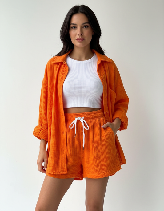Luchtige dames lounge set met short – Capri
