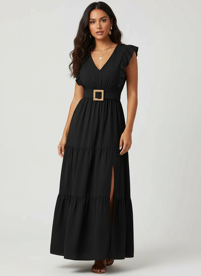 Luchtige maxi jurk met volant mouwen – Sofia