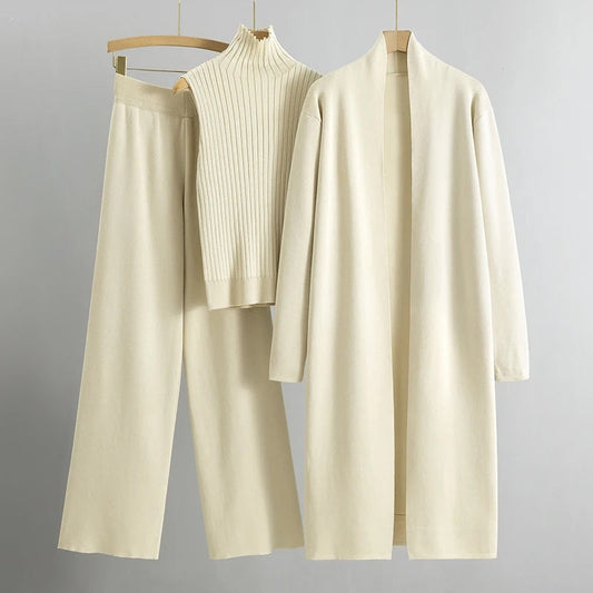 Luxe comfortabel 3-delig cardigan pak voor dames