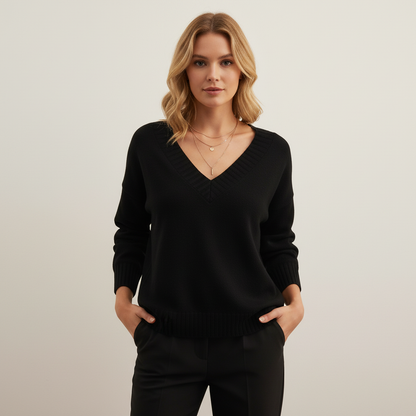 Luxe damestrui met V-hals – zachte en warme premium sweater