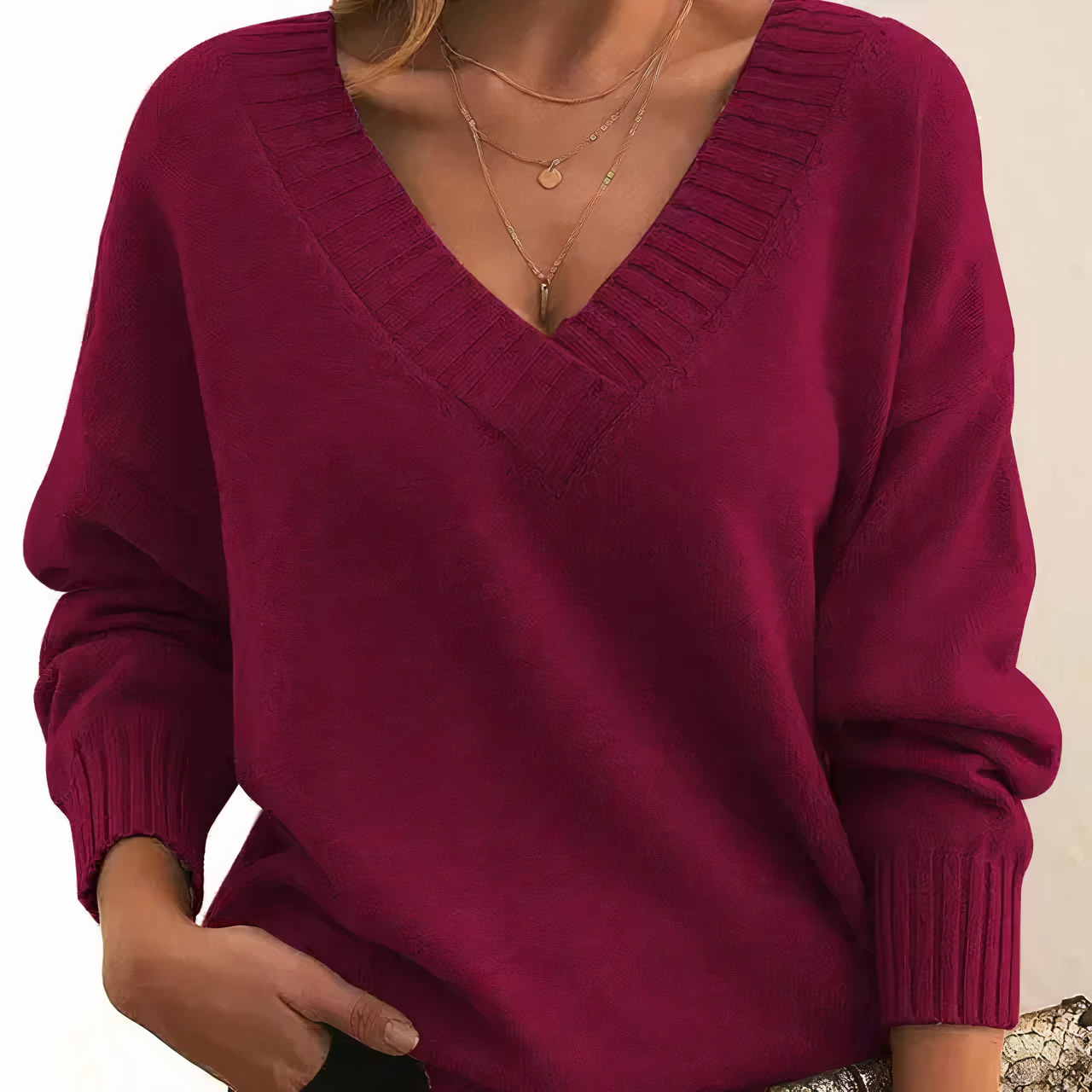 Luxe damestrui met V-hals – zachte en warme premium sweater