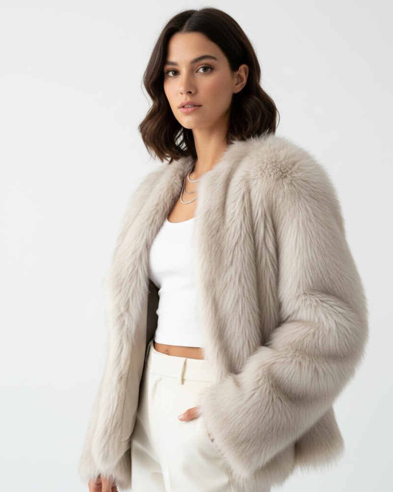 Luxe faux fur dames jas – Aafje