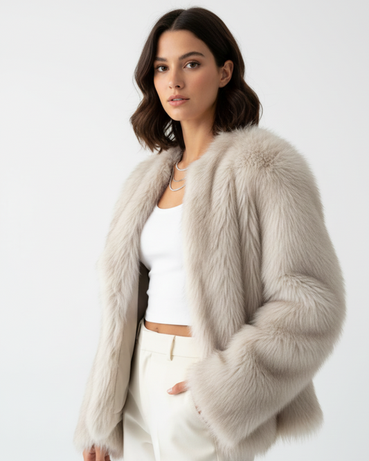 Luxe faux fur dames jas – Aafje