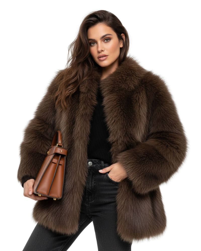 Luxe faux fur dames jas – Aafje