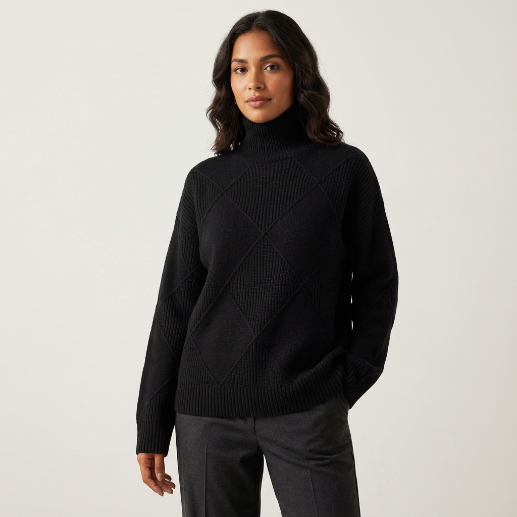 Luxe gebreide coltrui met geometrisch patroon voor dames