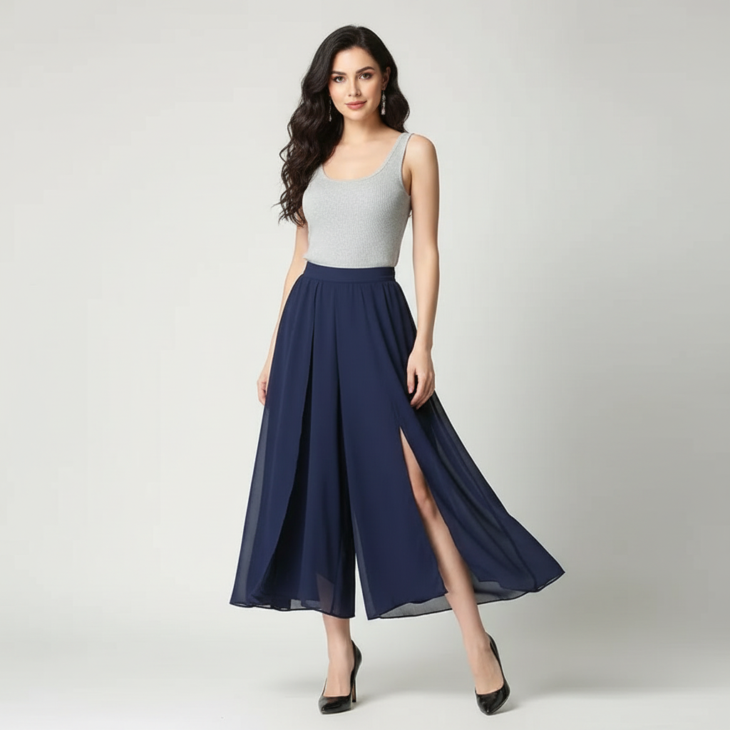Luxe geplooide midi culotte – Élise