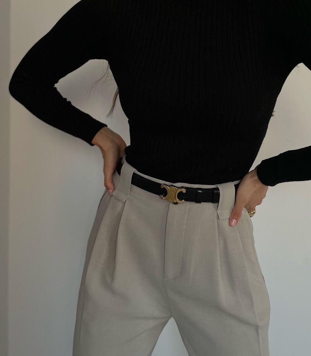 Luxe minimalistische damesriem met gouden gesp