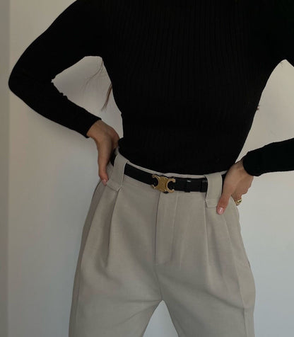 Luxe minimalistische damesriem met gouden gesp