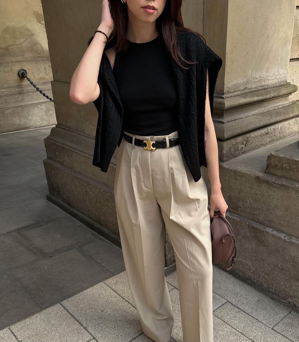 Luxe minimalistische damesriem met gouden gesp