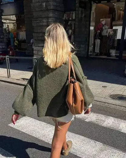 Luxe oversized gebreide trui met ballonmouwen