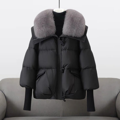 Luxe puffer winterjas met faux fur kraag dames