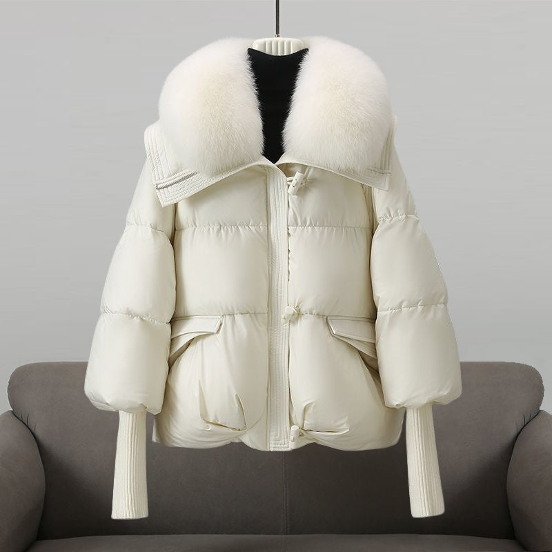 Luxe puffer winterjas met faux fur kraag dames