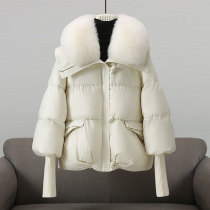 Luxe puffer winterjas met faux fur kraag dames