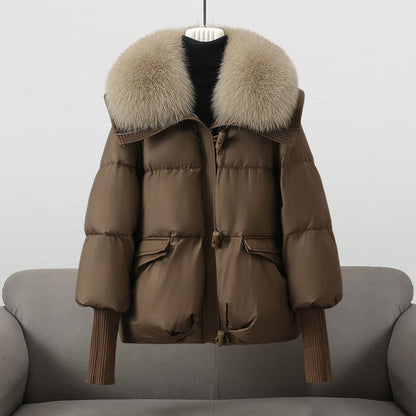 Luxe puffer winterjas met faux fur kraag dames