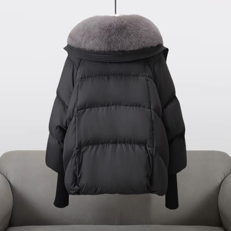 Luxe puffer winterjas met faux fur kraag dames