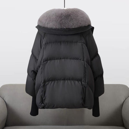 Luxe puffer winterjas met faux fur kraag dames