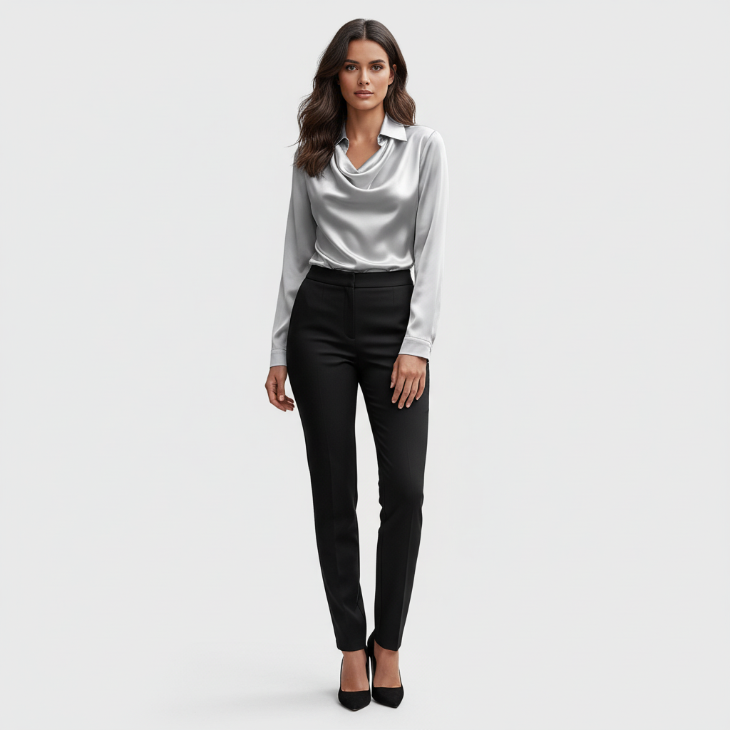 Luxe satin blouse met klassieke kraag voor dames