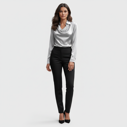 Luxe satin blouse met klassieke kraag voor dames