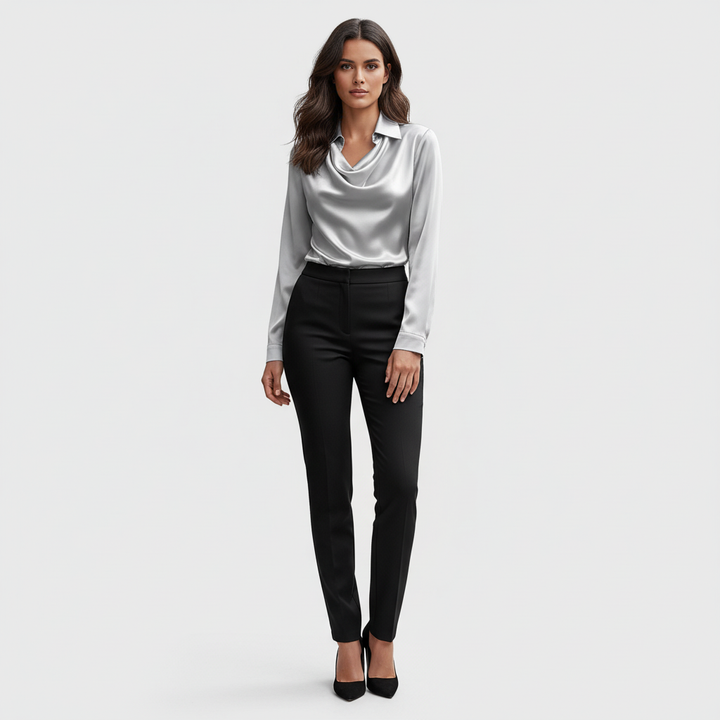 Luxe satin blouse met klassieke kraag voor dames