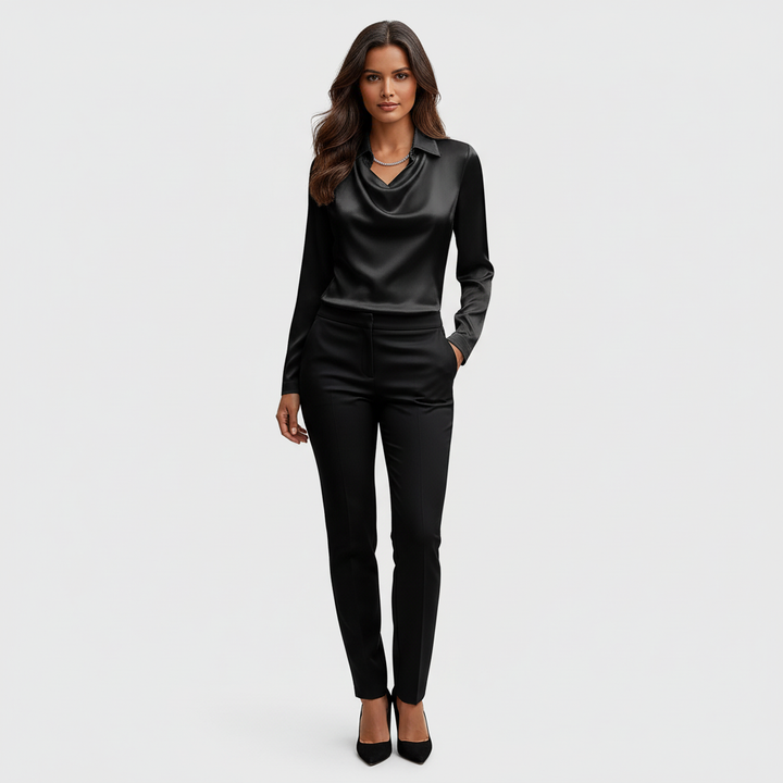 Luxe satin blouse met klassieke kraag voor dames