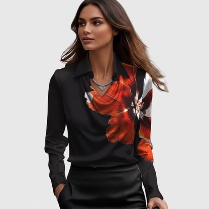 Luxe satin blouse met klassieke kraag voor dames