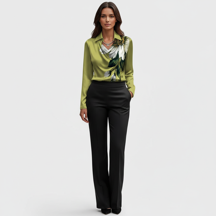 Luxe satin blouse met klassieke kraag voor dames