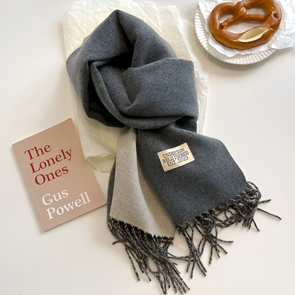 Luxe winter sjaal van wolmix met franjes