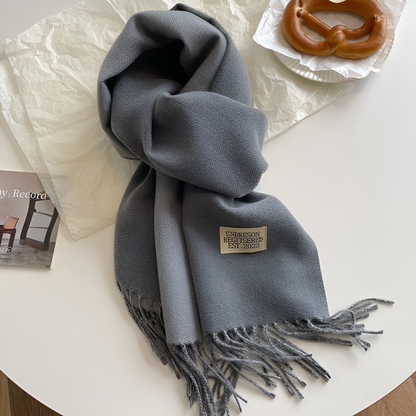 Luxe winter sjaal van wolmix met franjes