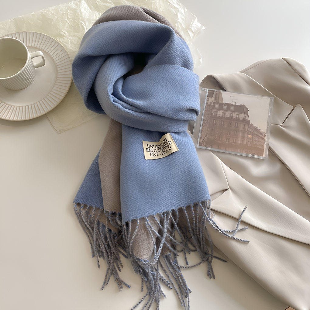 Luxe winter sjaal van wolmix met franjes