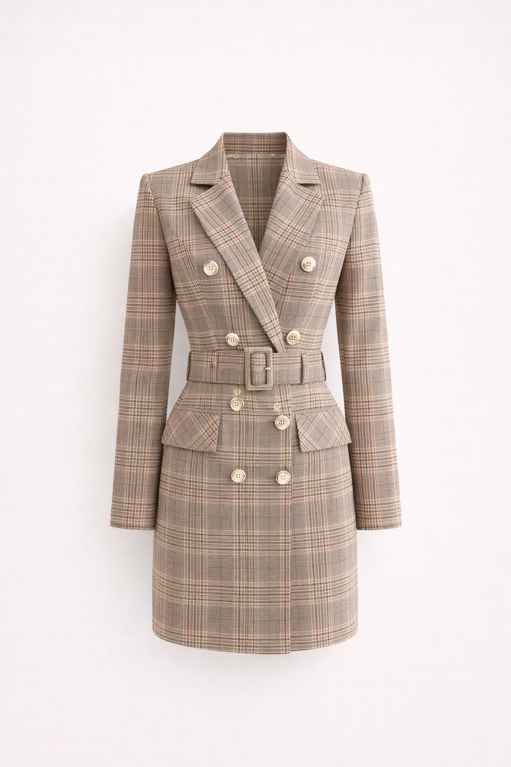 Moreau Check Belted Blazer Dress
