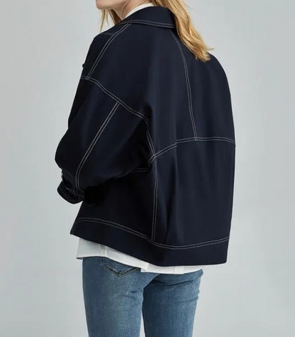 Marineblauw lichtgewicht jack voor dames