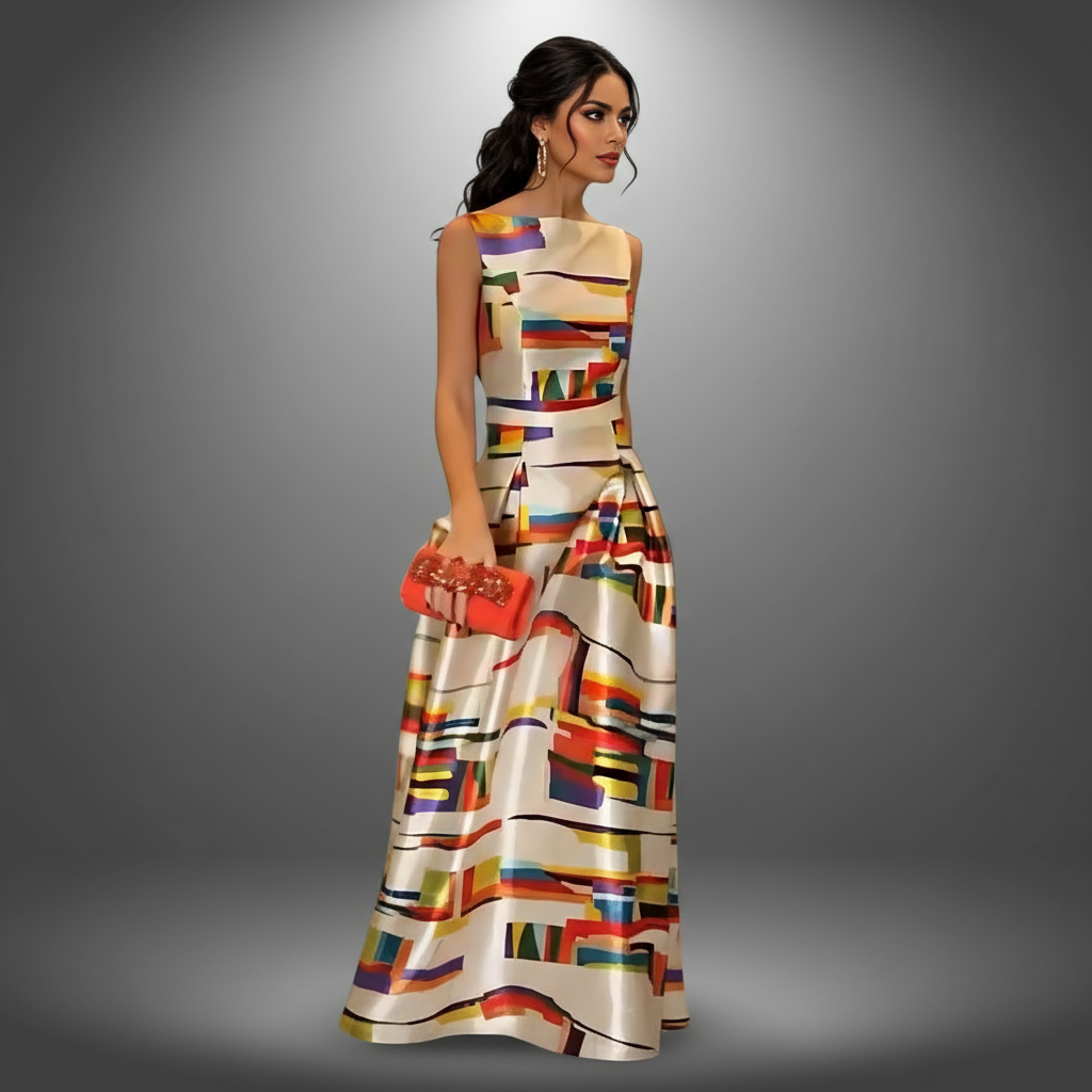 Maxi jurk met kleurrijke geometrische print