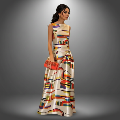 Maxi jurk met kleurrijke geometrische print