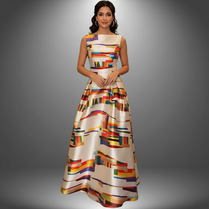 Maxi jurk met kleurrijke geometrische print