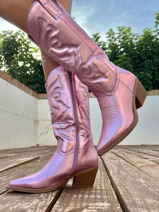 Metallic western dames laarzen – Valentina