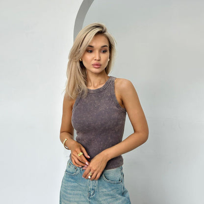 Minimalistisch Effen Kleur Klein Top Vest voor Dames