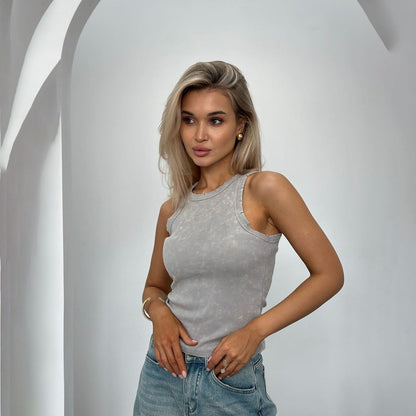 Minimalistisch Effen Kleur Klein Top Vest voor Dames