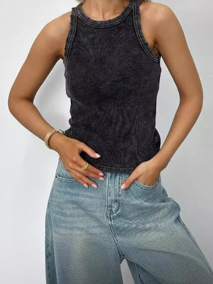 Minimalistisch Effen Kleur Klein Top Vest voor Dames